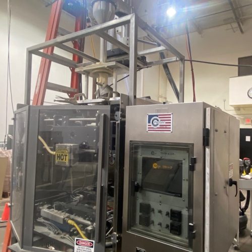 Pacmac Model 9500 S/S Vertical Form, Fill, and Seal Machine with Top Mounted Mateer Auger Filler